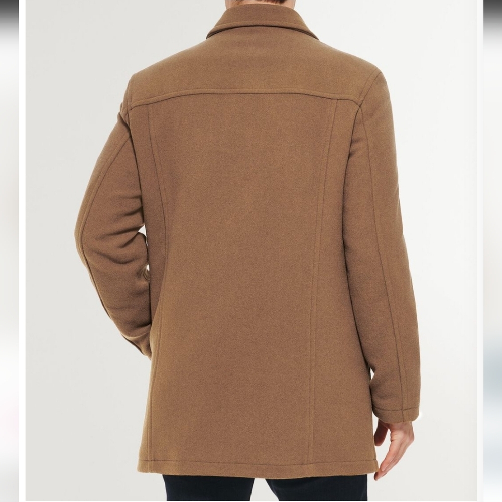 Cole Haan Men’s Wool Blend Coat Brown Button Front Classic Jacket - Picture 3 of 11